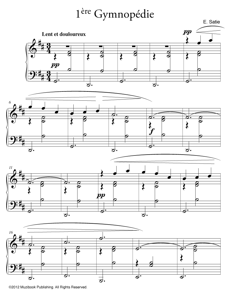 Gymnopédies And Gnossiennes de Erik Satie » Partition pour piano