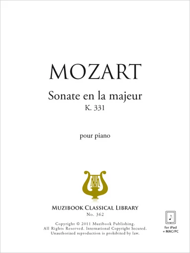 Sonate en do majeur (Facile) K 545 - Wolfgang Amadeus Mozart - Muzibook Publishing