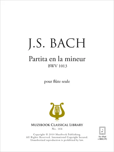 Partita en la mineur BWV 1013 - Johann Sebastian Bach - Muzibook Publishing