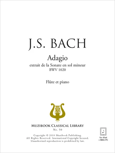 Adagio de la sonate en sol mineur BWV 1020 - Johann Sebastian Bach - Muzibook Publishing