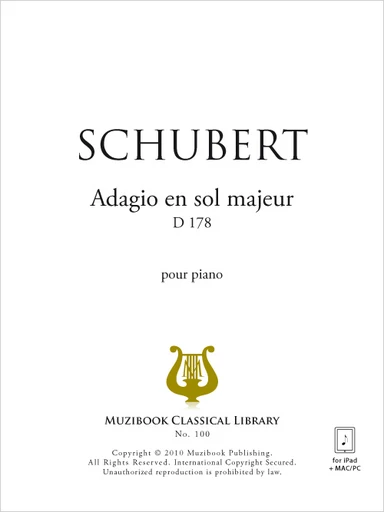 Adagio en sol majeur D 178 - Franz Schubert - Muzibook Publishing