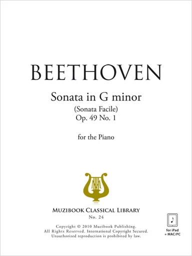 Sonate en sol mineur (Facile) op. 49 n° 1 - Ludwig van Beethoven - Muzibook Publishing