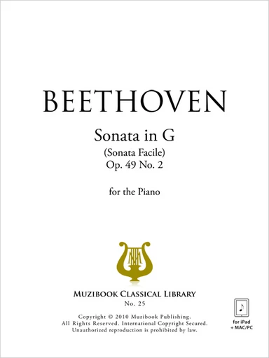 Sonate en sol majeur (Facile) op. 49 n° 2 - Ludwig van Beethoven - Muzibook Publishing