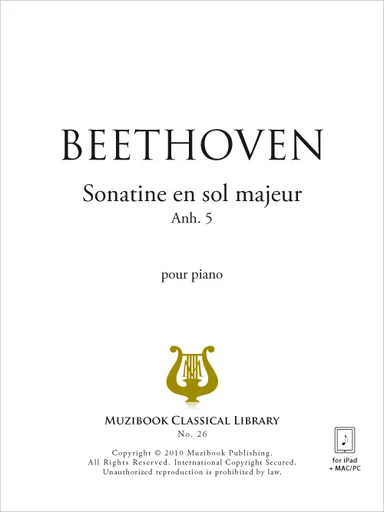 Sonatine en sol majeur Anh. 5 - Ludwig van Beethoven - Muzibook Publishing