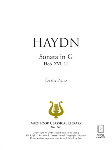 Sonate en sol majeur Hob. XVI 11 - Joseph Haydn - Muzibook Publishing