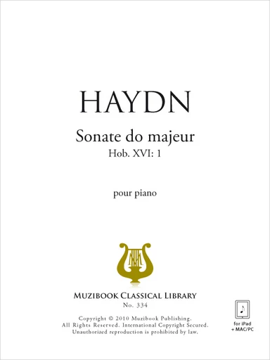 Sonate en do majeur Hob. XVI 1 - Joseph Haydn - Muzibook Publishing