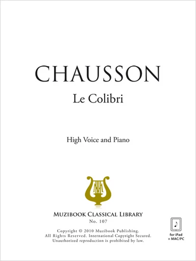 Le Colibri - Ernest Chausson - Muzibook Publishing