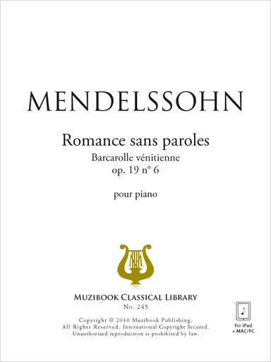 Romance sans paroles op. 19 n° 6 - Felix Mendelssohn - Muzibook Publishing