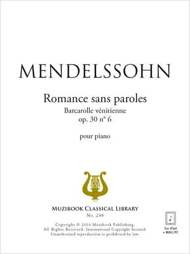 Romance sans paroles op. 30 n° 6 - Felix Mendelssohn - Muzibook Publishing