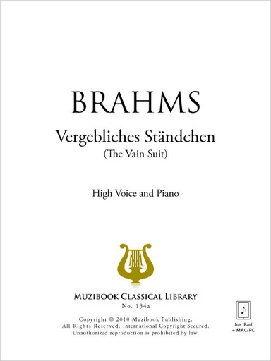 Vergebliches Ständchen - Johannes Brahms - Muzibook Publishing