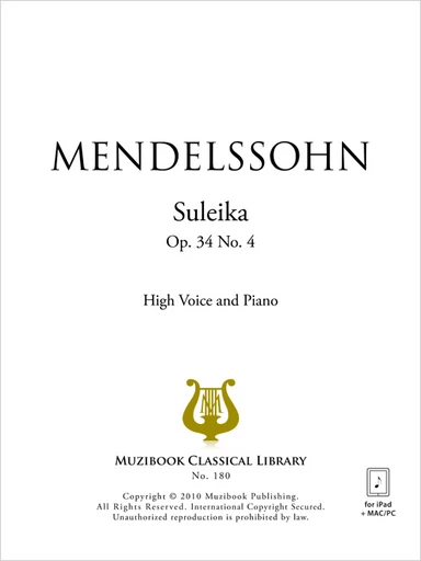 Suleika - Felix Mendelssohn - Muzibook Publishing