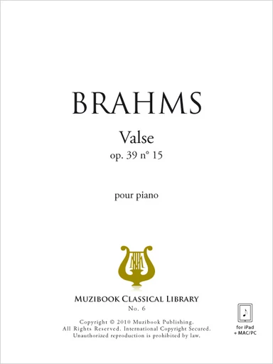 Valse en la bémol majeur op. 39 n° 15 - Johannes Brahms - Muzibook Publishing