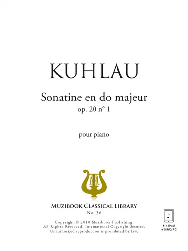 Sonatine en do majeur op. 20 n° 1 - Friedrich Kuhlau - Muzibook Publishing