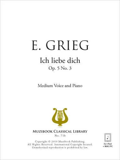 Ich liebe dich op. 5 n° 3 - Edvard Grieg - Muzibook Publishing