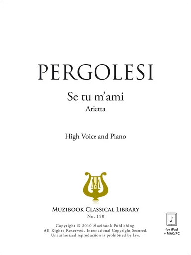 Se tu m'ami - Giovanni Battista Pergolesi - Muzibook Publishing