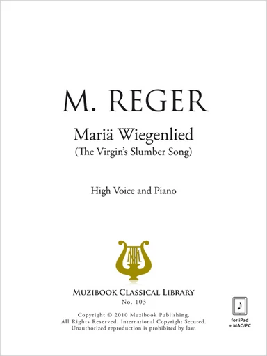 Mariä Wiegenlied - Max Reger - Muzibook Publishing