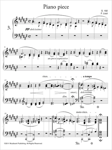 Pièce pour piano n° 3 S.192 - Franz Liszt - Muzibook Publishing