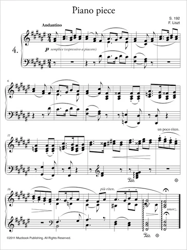 Pièce pour piano n° 4 S.192 - Franz Liszt - Muzibook Publishing