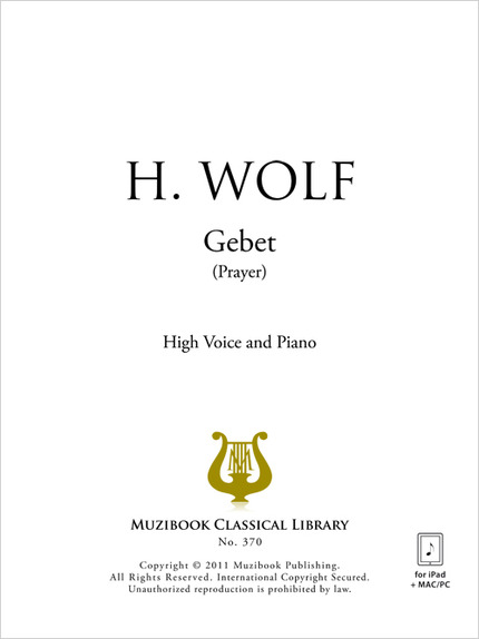 Gebet - Piano Et Chant, Voix Haute - Hugo Wolf (EAN13 : 9786000015916 ...