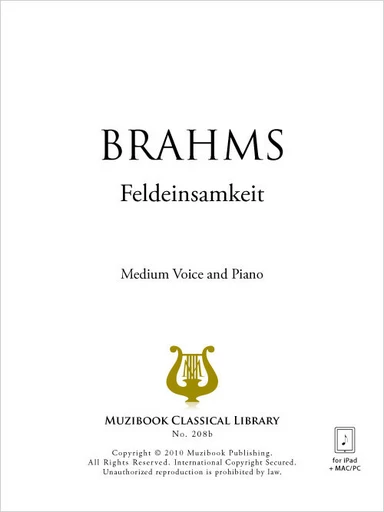 Feldeinsamkeit - Johannes Brahms - Muzibook Publishing