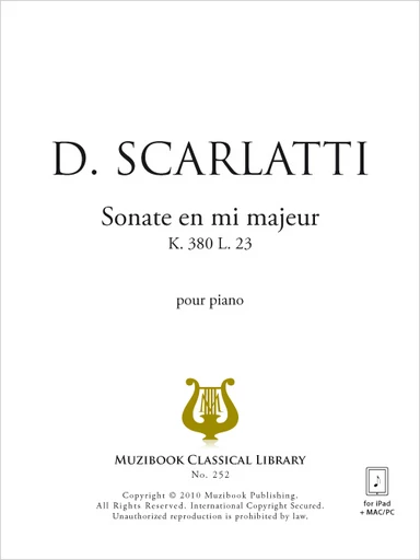 Sonate en mi majeur K 380 - Domenico Scarlatti - Muzibook Publishing