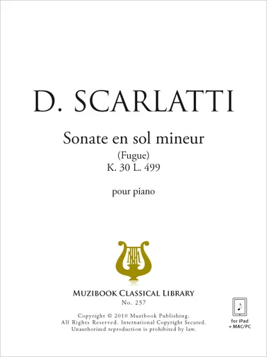 Sonate en sol mineur K 30 (Fugue) - Domenico Scarlatti - Muzibook Publishing