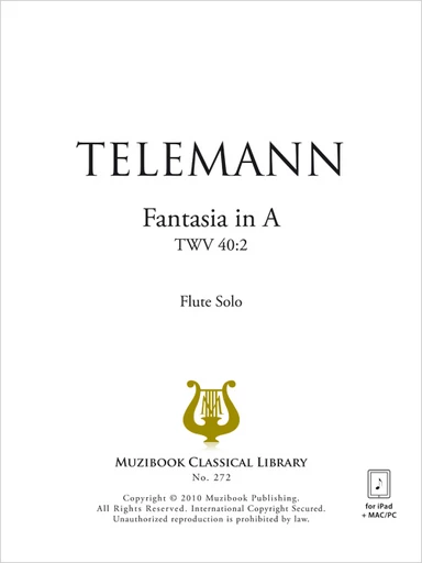 Fantaisie n° 1 en la majeur TWV 40/2 - Georg Philipp Telemann - Muzibook Publishing