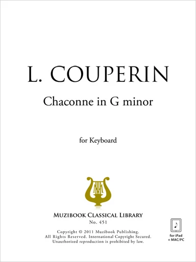 Chaconne en sol mineur - Louis Couperin - Muzibook Publishing