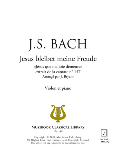 Jesus bleibet meine Freude (transc. violon) - Johann Sebastian Bach - Muzibook Publishing