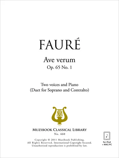 Ave verum op. 65 n° 1 - Gabriel Fauré - Muzibook Publishing