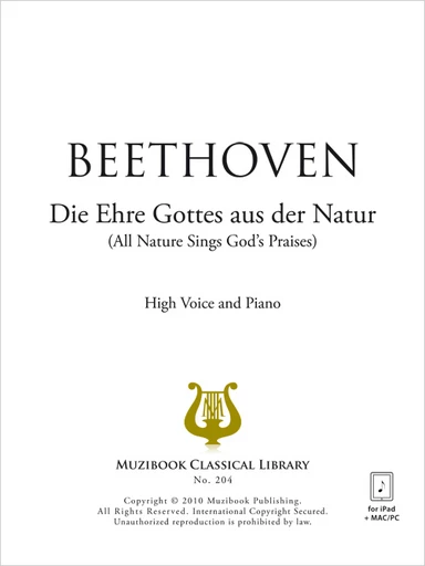 Die Ehre Gottes aus der Natur op. 48 n° 4 - Ludwig van Beethoven - Muzibook Publishing