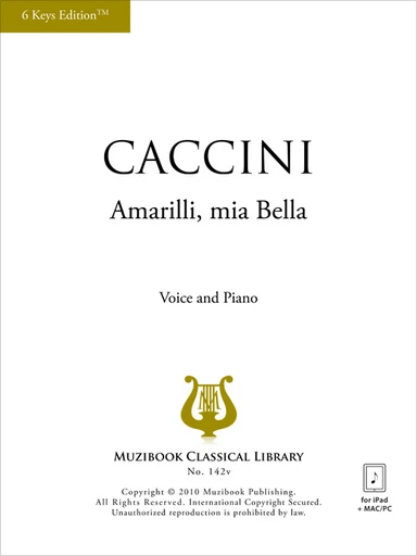 Amarilli, mia bella (6 Keys Edition™) - Giulio Caccini - Muzibook Publishing