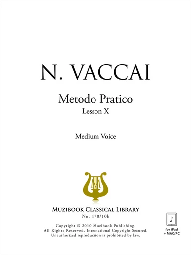 Metodo Pratico - Leçon 10 (Introduction au grupetto, Le grupetto) - Nicola Vaccai - Muzibook Publishing