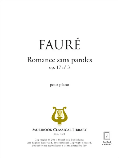 Romance sans paroles op. 17 n° 3 - Gabriel Fauré - Muzibook Publishing