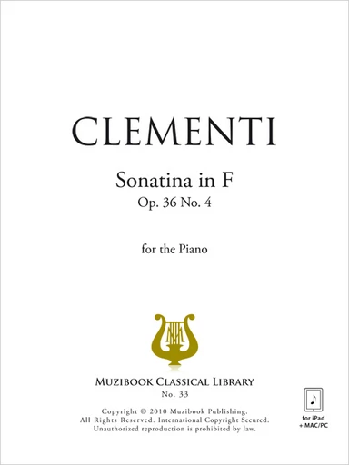 Sonatine en fa majeur op. 36 n° 4 - Muzio Clementi - Muzibook Publishing