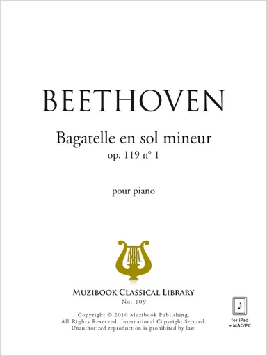 Bagatelle en sol mineur op. 119 n° 1 - Ludwig van Beethoven - Muzibook Publishing