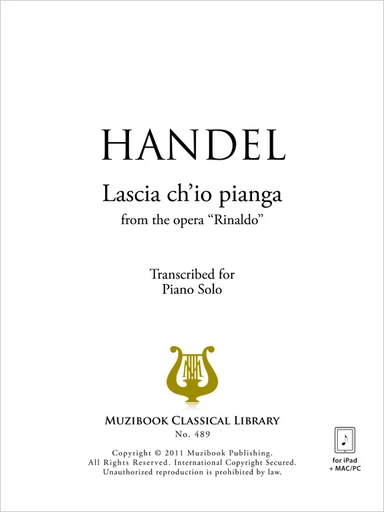 Lascia ch'io pianga (transcription) - Georg Friedrich Haendel - Muzibook Publishing