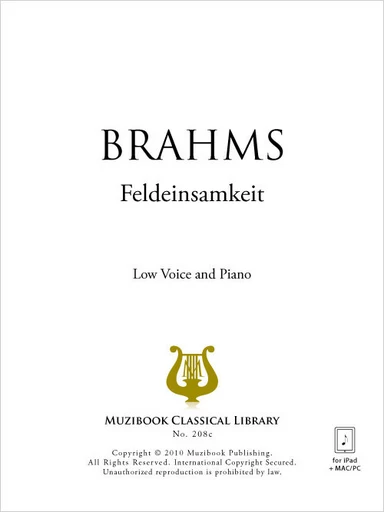 Feldeinsamkeit - Johannes Brahms - Muzibook Publishing