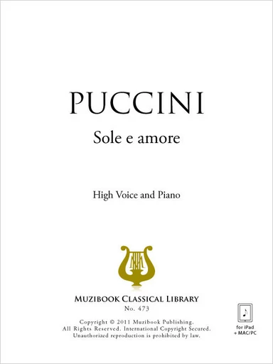 Sole e amore - Giacomo Puccini - Muzibook Publishing