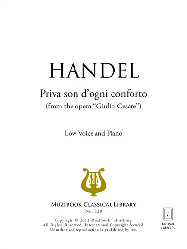 Priva son d'ogni conforto - Georg Friedrich Haendel - Muzibook Publishing