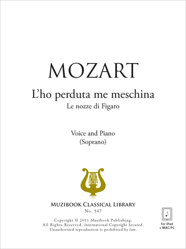 L'ho perduta me meschina - Wolfgang Amadeus Mozart - Muzibook Publishing