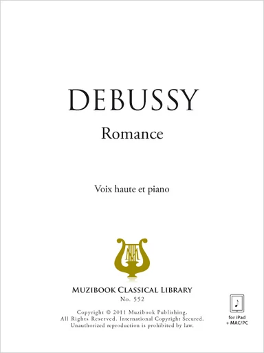 Romance ''L'âme évaporée'' - Claude Debussy - Muzibook Publishing