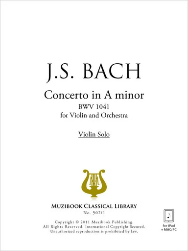 Concerto en la mineur BWV 1041 (Partie séparée) - Johann Sebastian Bach - Muzibook Publishing