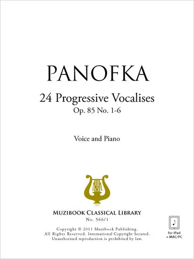 24 Vocalises progressives op. 85 n° 1-6 - Heinrich Panofka - Muzibook Publishing