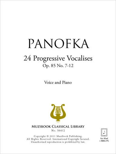 24 Vocalises progressives op. 85 n° 7-12 - Heinrich Panofka - Muzibook Publishing