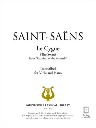 Le Cygne (transcription alto) - Camille Saint-Saëns - Muzibook Publishing