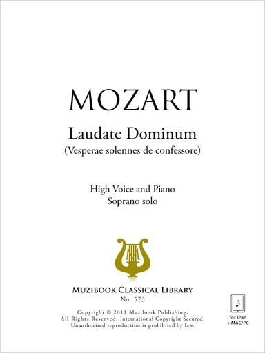 Laudate Dominum (Vesperae solennes de confessore) - Wolfgang Amadeus Mozart - Muzibook Publishing