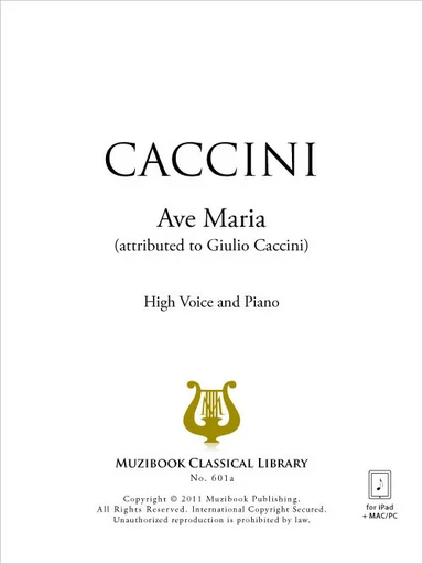 Ave Maria - Giulio Caccini - Muzibook Publishing