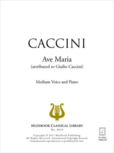 Ave Maria - Giulio Caccini - Muzibook Publishing