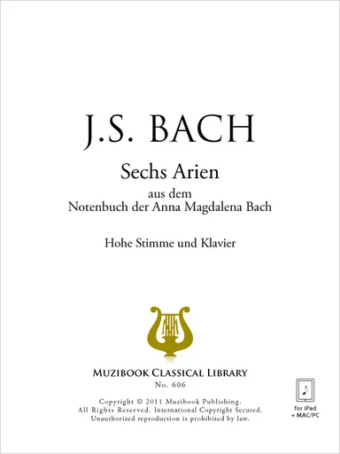 6 Airs extraits du Cahier d'Anna Magdalena Bach - Johann Sebastian Bach - Muzibook Publishing